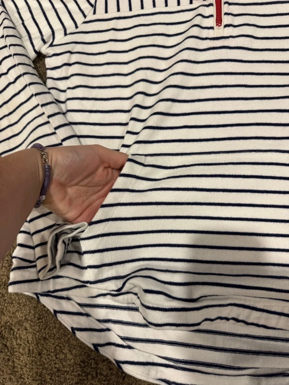 Vineyard Vines White & Navy Striped Quarter-Zip - Picture 2 of 10
